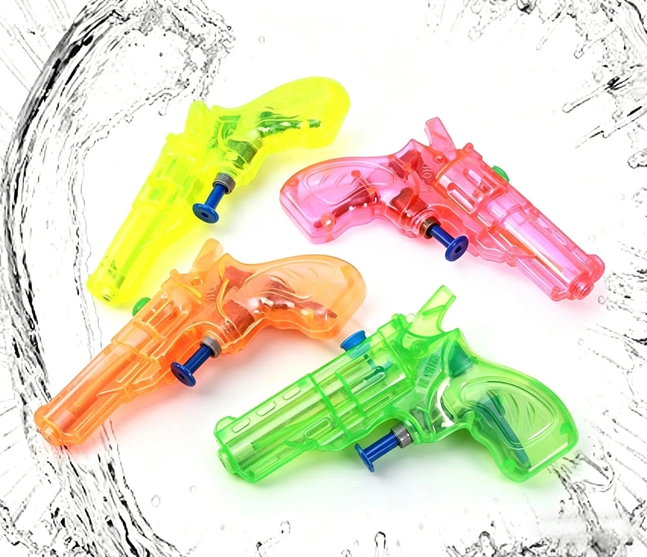 AYZDJ 4 Pack Mini Water Gun - Small Transparent Water Pistol for All Ages, Beach Pool Party Summer Toy, Random Colors (10.5cm Length)