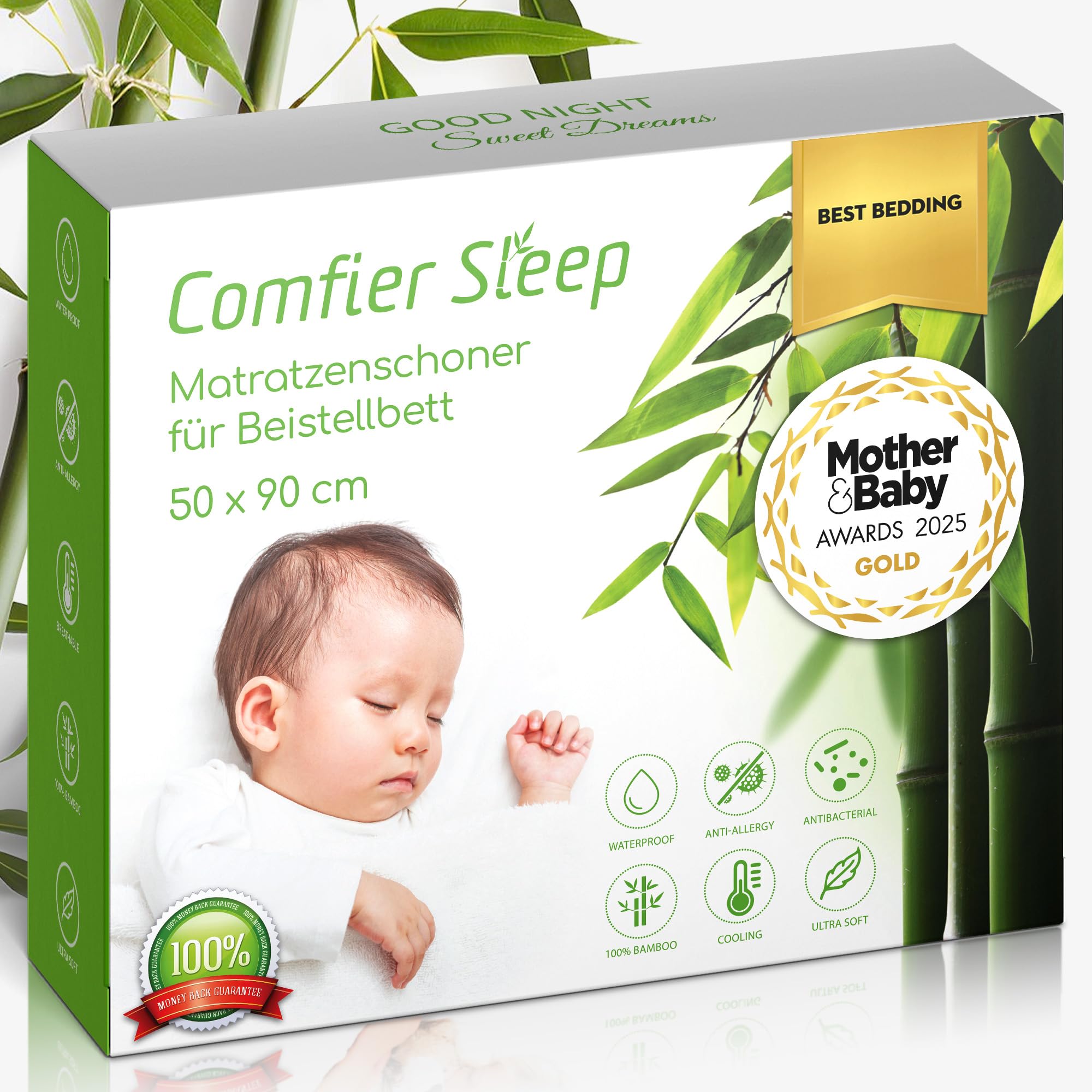 Matratzenschoner 50x90 cm - 100% Bambus Matratzenschutz Wasserdicht Weiche Atmungsaktiv Und Antibakteriell Für Kinderbetten