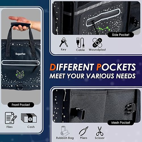 Miniatura 5 de Organizador de maletero de coche de gran capacidad de 95 L, incluye paquete de hielo de 26 L, diseño de constelación fluorescente, impermeable y