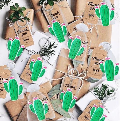 Miniatura 5 de Paquete de 40 llaveros de cactus para fiesta de Acción de Gracias, cumpleaños, bodas, bolsas de regalos, relleno de calcetines