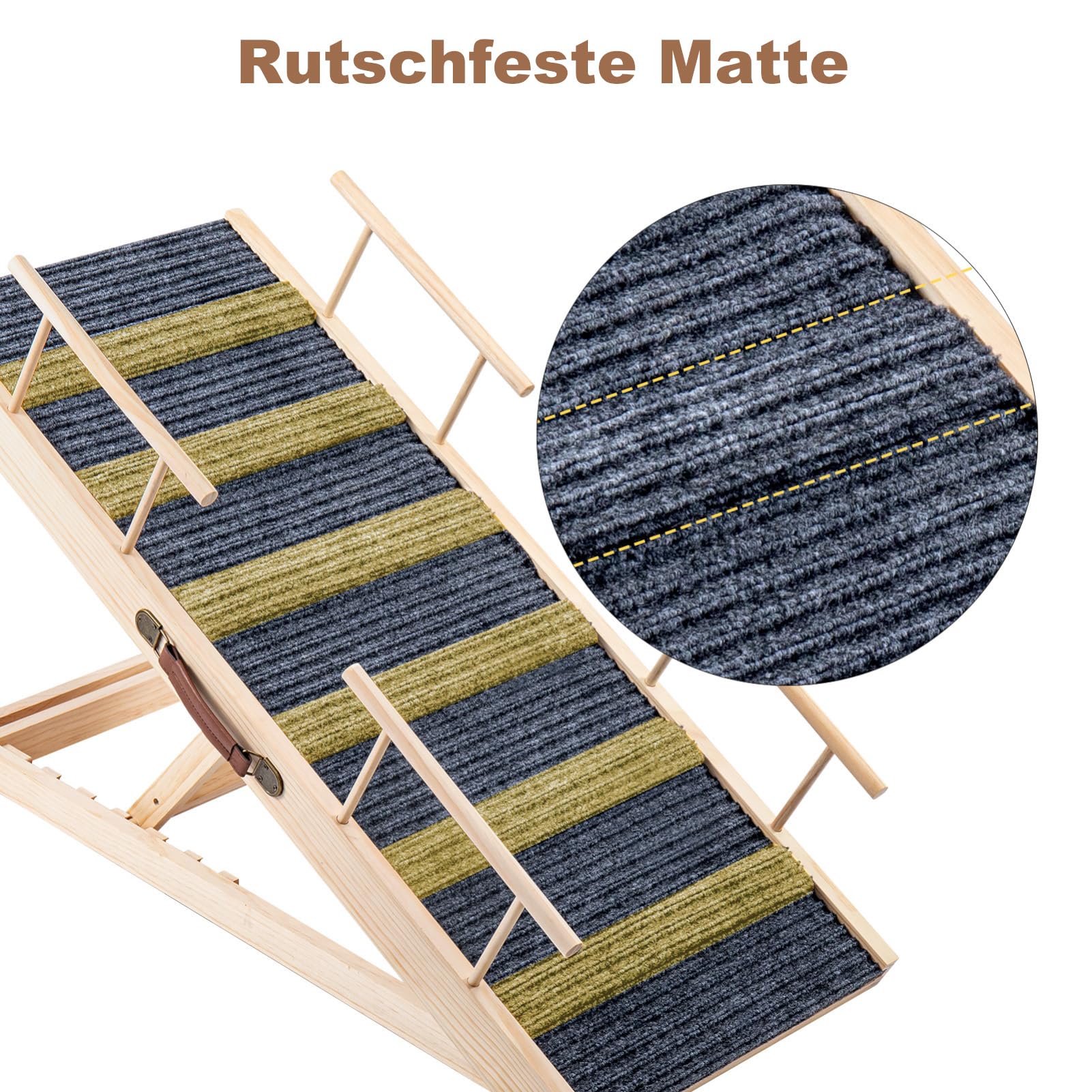 Hunderampe Klappbare Hunderampe aus Holz HöHenverstellbar 30-60cm rutschfeste Haustiertreppe Für Hunde Und Katzen Hunderampe Klappbar HöHenverstellbare Haustiertreppe rutschfeste Rampe