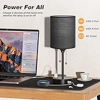 Vista 3 de Dicoool Lámparas negras para dormitorio, 3 temperaturas de color, 2700 K, 3500 K, 5000 K, pequeñas lámparas de noche con puertos USB C y A, lámparas