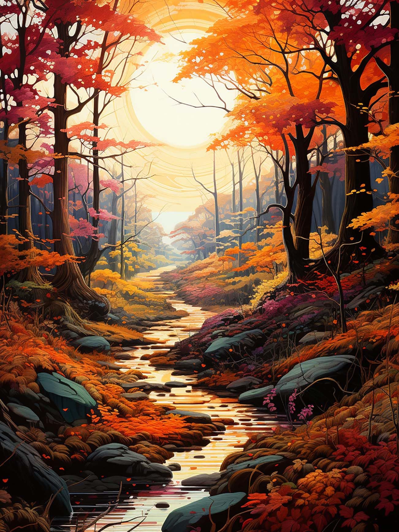 Ginfonr 5D DIY Diamond Painting Forest River by Number Kits Full Drill for Adults, Paint with Diamonds Art Landscape Cross Stitch Embroidery Rhinestone Craft for Home Wall Decor 12x16Inch 18