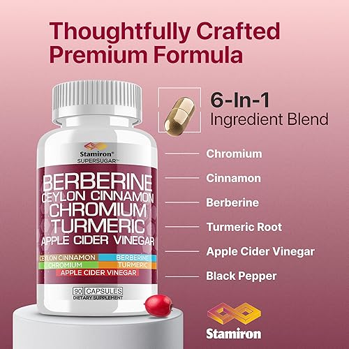 Miniatura 2 de Stamiron Complejo de berberina con canela de Ceilán, cromo, cúrcuma, vinagre de sidra de manzana, 90 cápsulas