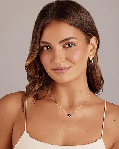 Miniatura 4 de PAVOI Collar con colgante de piedras preciosas chapado en oro de 14 quilates Delicados collares de cadena para mujer Colgantes de amatista,