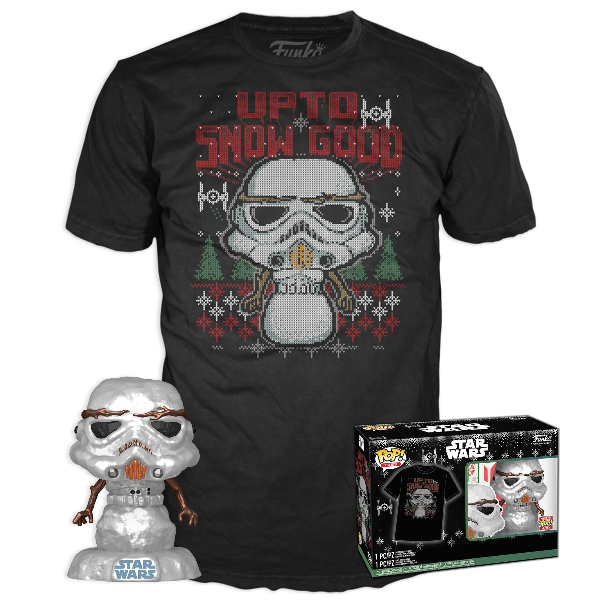 Funko POP! & Tee: Star Wars - Holiday Stormtrooper - Metallic - Medium - T-Shirt - Clothes With Collectable Vinyl Figure - Gift Idea - Toys and Short Sleeve Top for Adults Unisex Men and Women