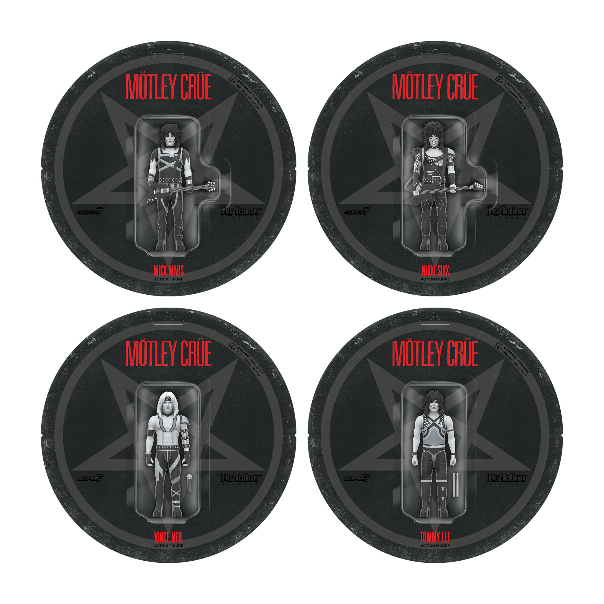 【新品】Super7 モトリークルー フィギュア 4体セット Motley Crue Collectible 2024 Handpicked Super7 Reaction