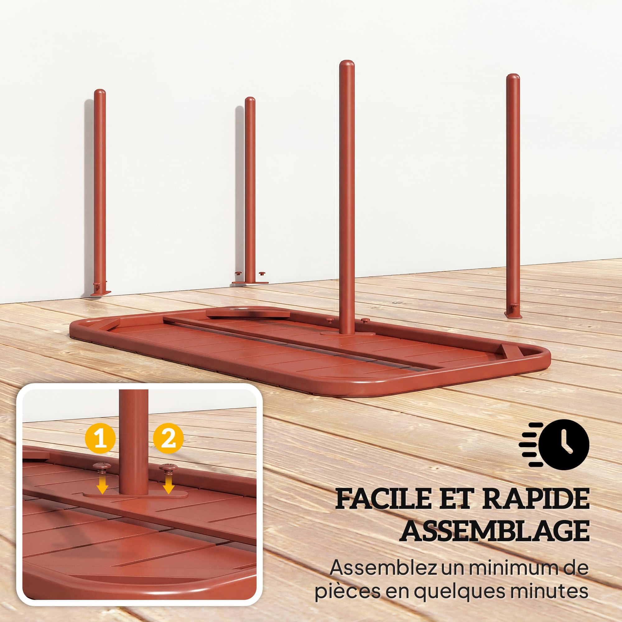 Outsunny - Mesa de centro de jardín de acero galvanizado con bandeja de láminas, mesa auxiliar de patio rectangular con esquinas redondeadas, para exterior, terraza y balcón, 90 x 50 x 43 cm, color