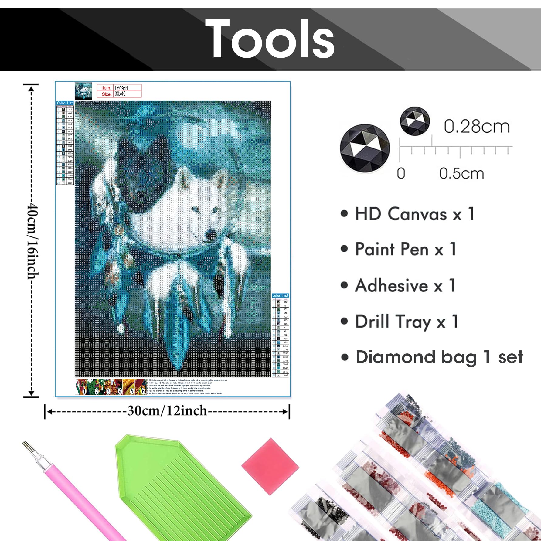 AmzKoi Diamond Painting Enfant Chat, 5D DIY Broderie Diamant Kit Complet Avec Cadre En Bois