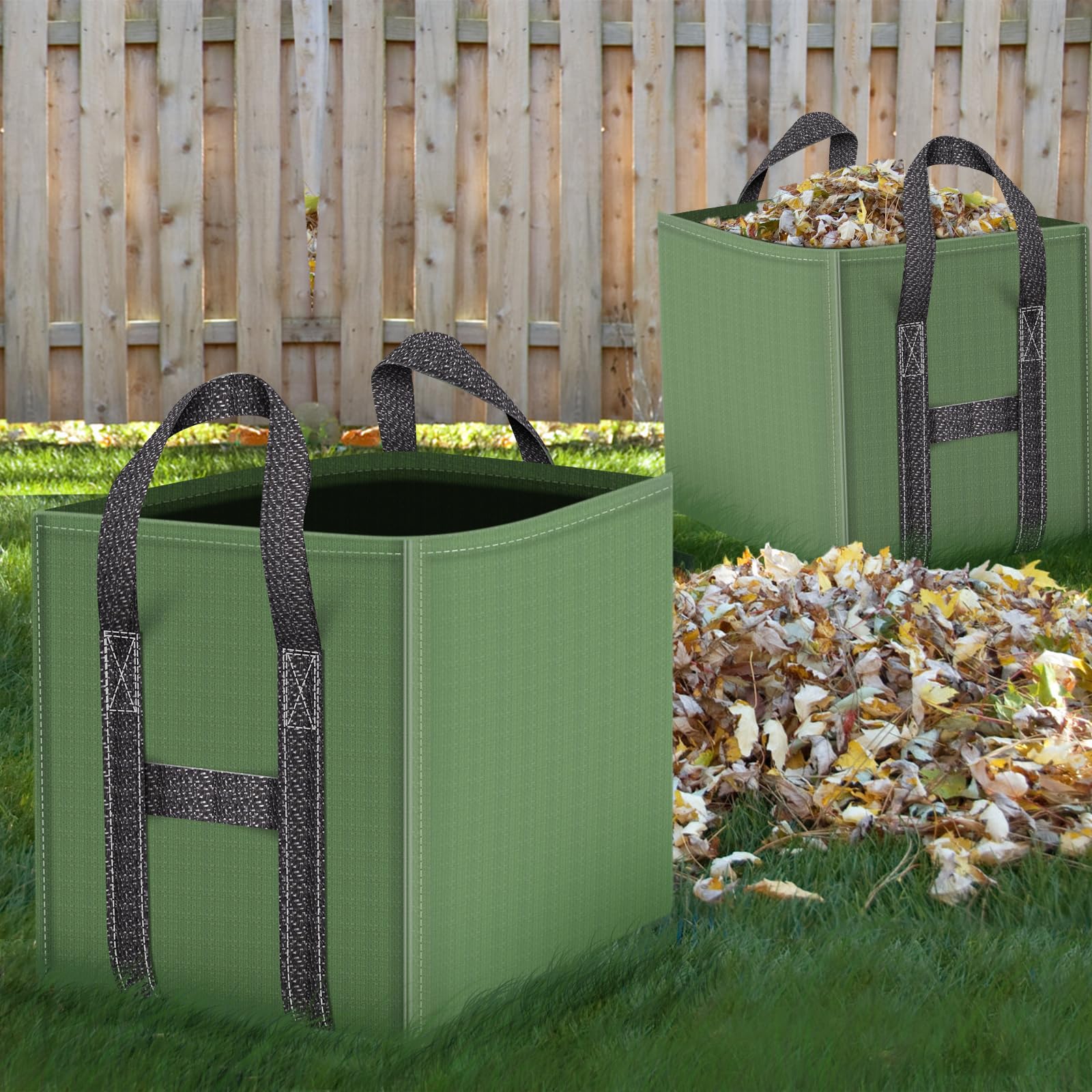 Sac Jardin Dechets Verts 2x250L, Sacs de déchets Jardin résistants en PP Robuste, Sacs Poubelle de Jardin Pliables et Réutilisables, étanche sac vegetaux jardin avec Poignées