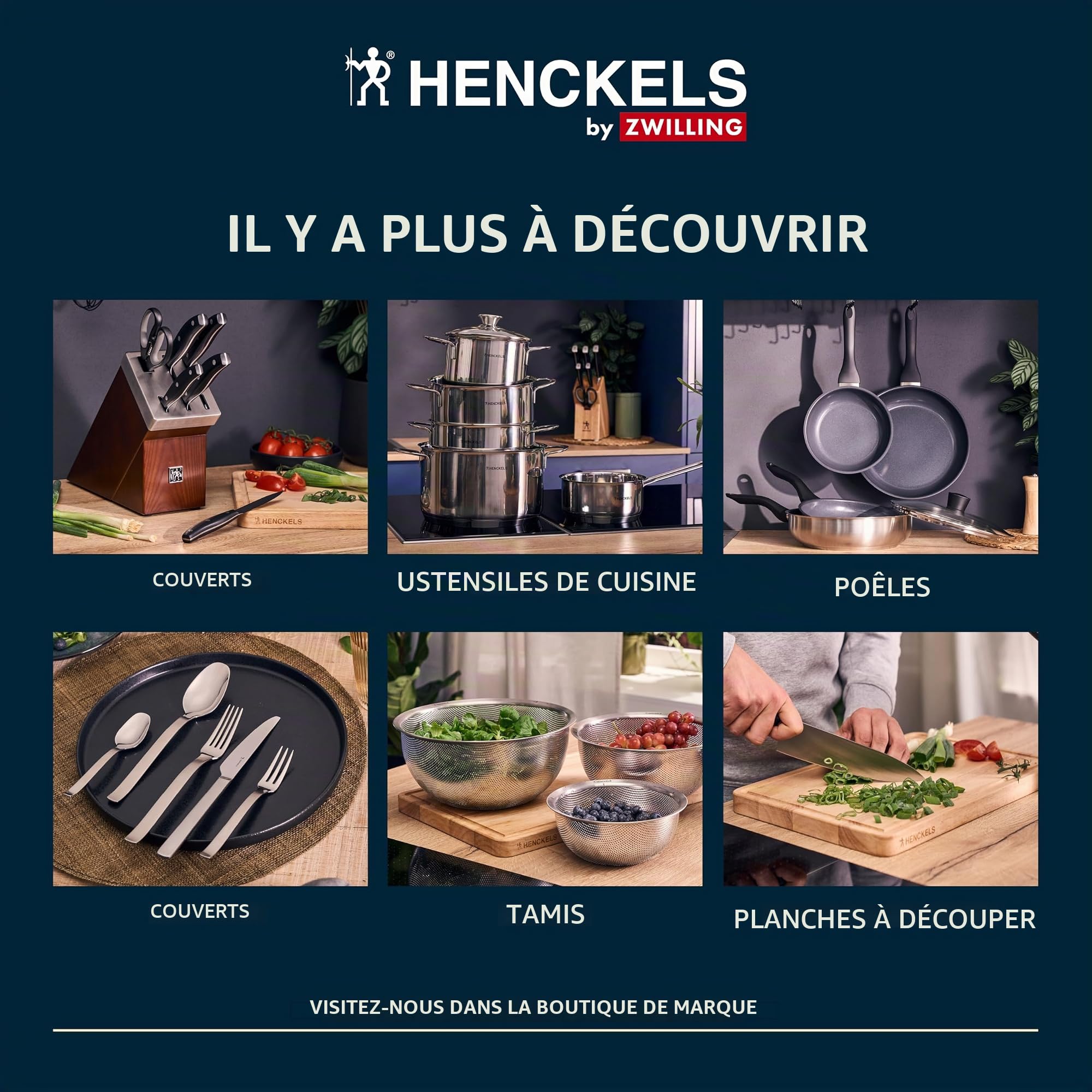 HENCKELS by ZWILLING Accent Set de couteaux 3 pièces, couteau d'office, couteau à viande et couteau de cuisine, noir avec rivets