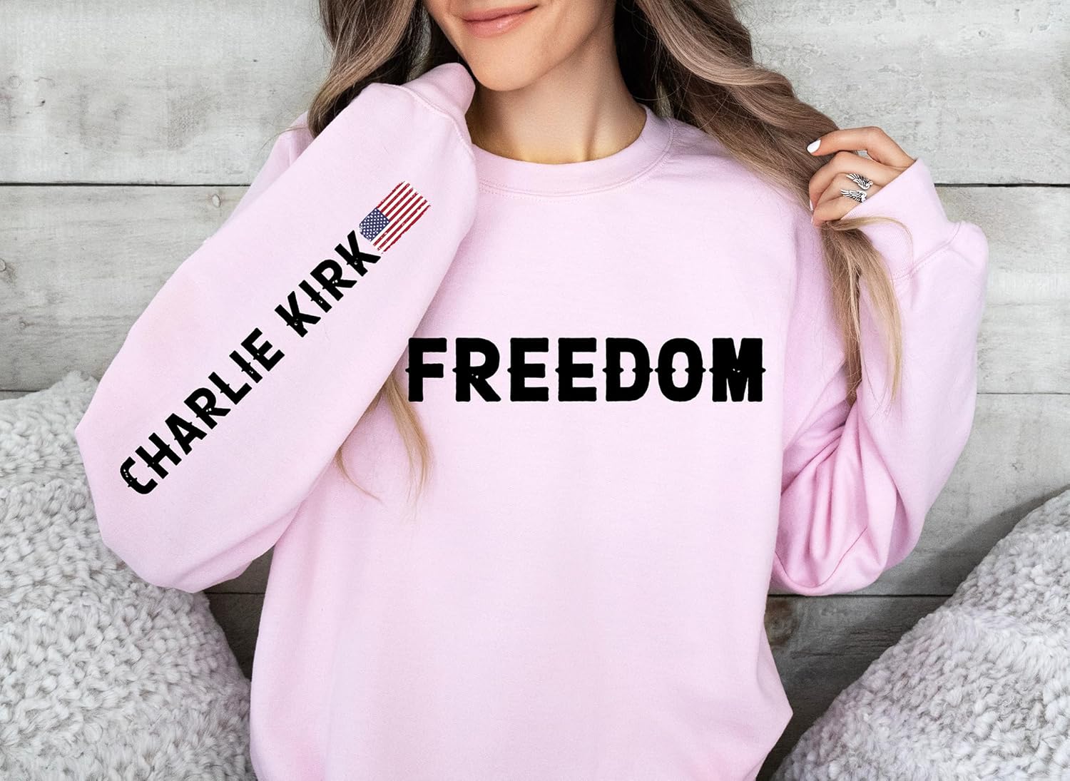 Charlie Kirk Freedom Sweatshirt, Great American Pat.riot Charlie Kirk Freedom Hoodie, Sweatshirt - Hoodie Sleeve Printed Garment, Charlie Kirk Apparel - Image 4