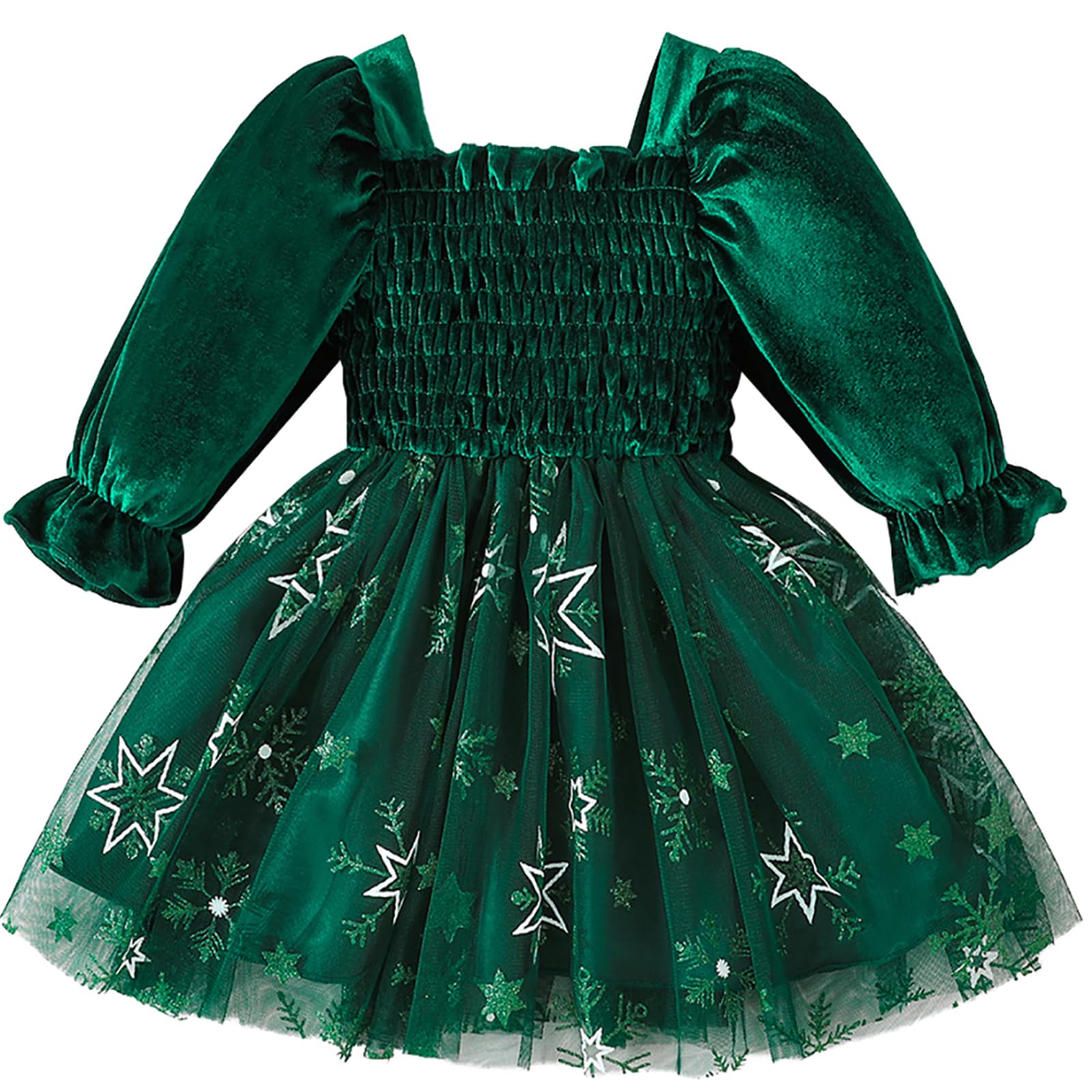 Winmany Baby Girls Velvet Christmas Princess Dress Toddler Long Sleeve Tulle Tutu Skrit Xmas Holiday Outfit 9M-5T