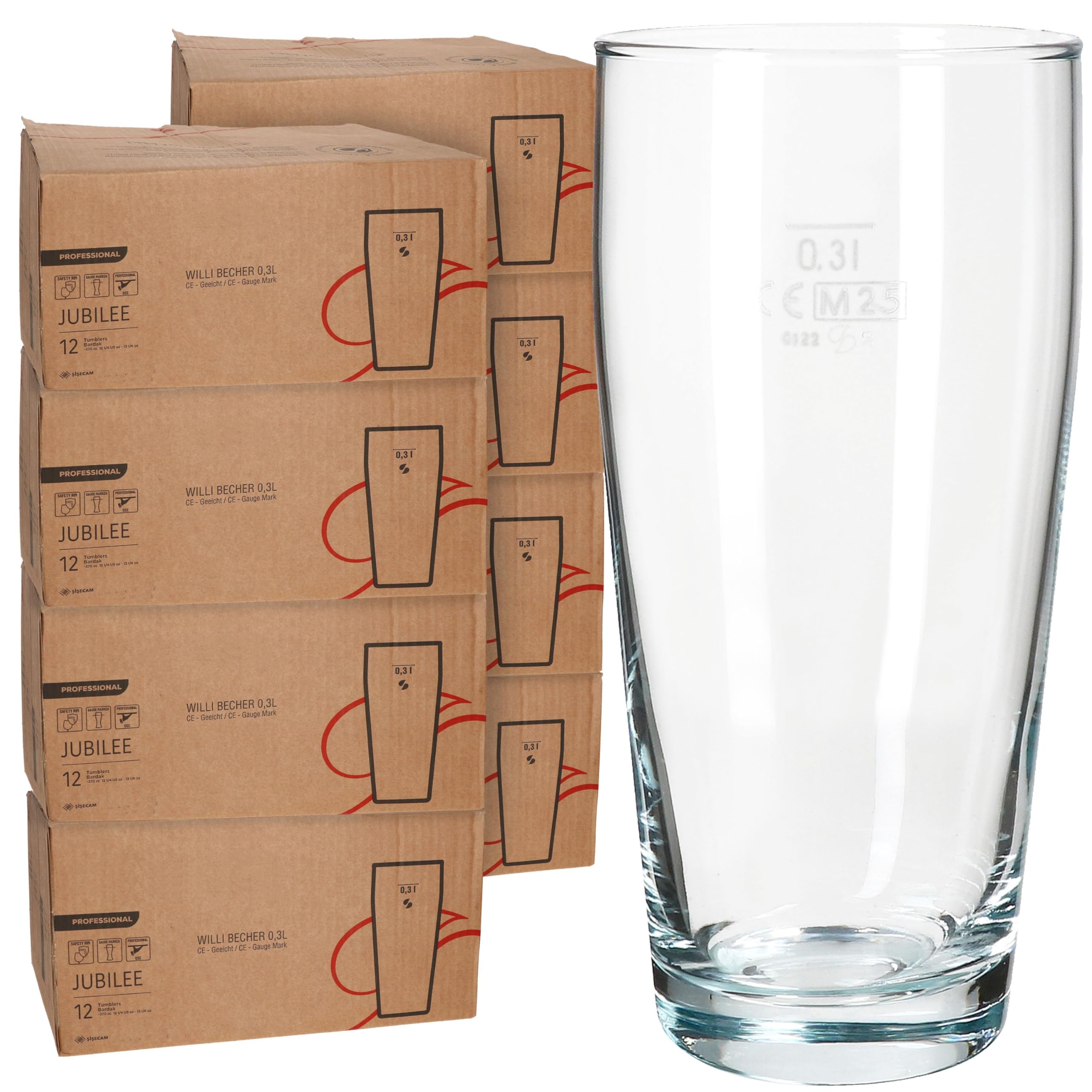 MamboCat 96er Set Willibecher 0,3 L geeicht I Biergläser aus klarem Glas mit Eichstrich I Trinkgläser für Bier, Wasser, Cocktails & Softgetränke ideal für Gastro, Bars & Restaurants