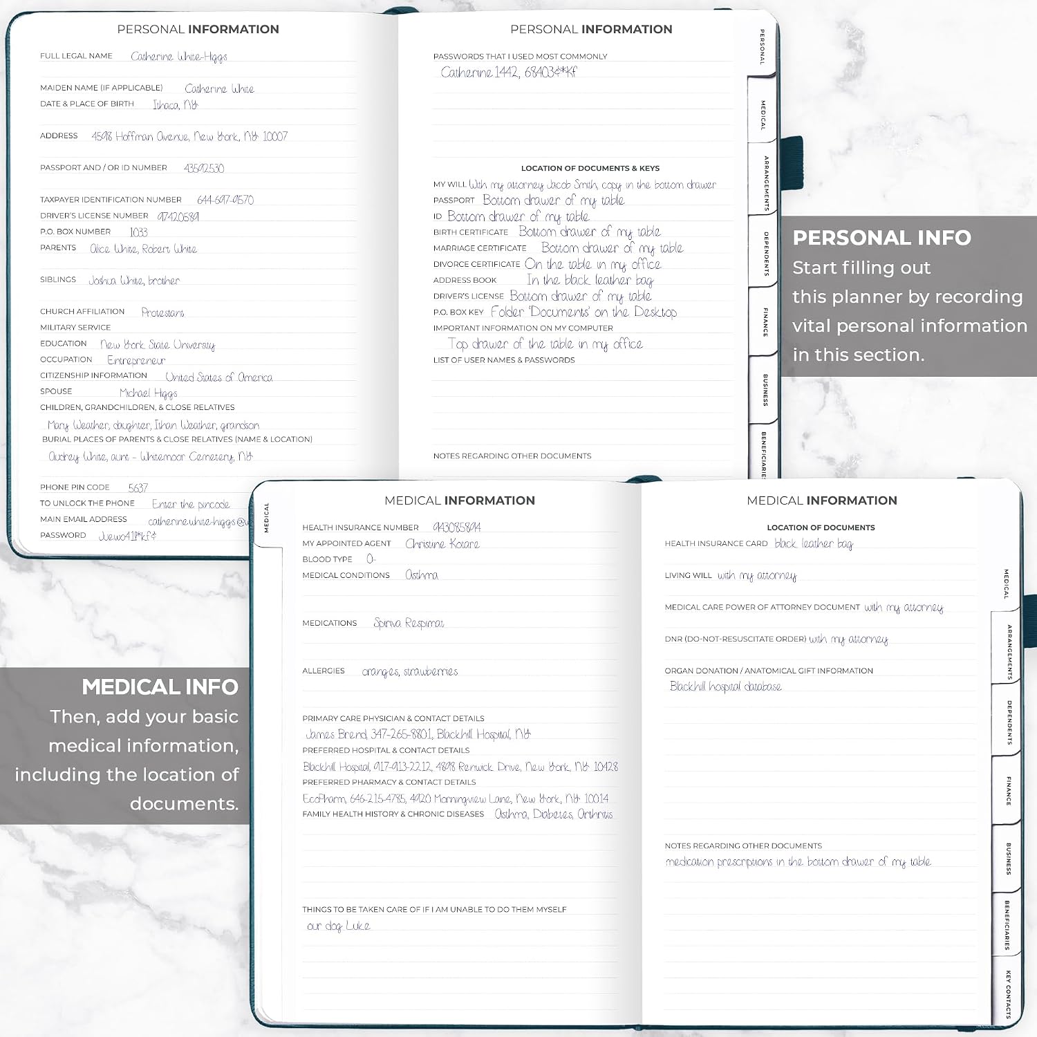 Condition photo showing New/Like New for clever fox end of life planner – final arrangements organizer for beneficiary, will preparation, last wishes & funeral planning, a4 (dark teal) a4 (8.5" x 11") dark teal