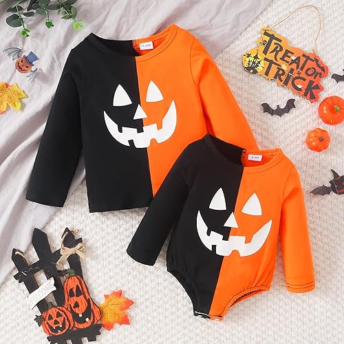 Miniatura 2 de YOUNGER TREE Disfraz de Halloween para bebé y niño pequeño, camiseta de manga larga, diseño de calabaza, sonrisa, dinosaurio, divertido disfraz