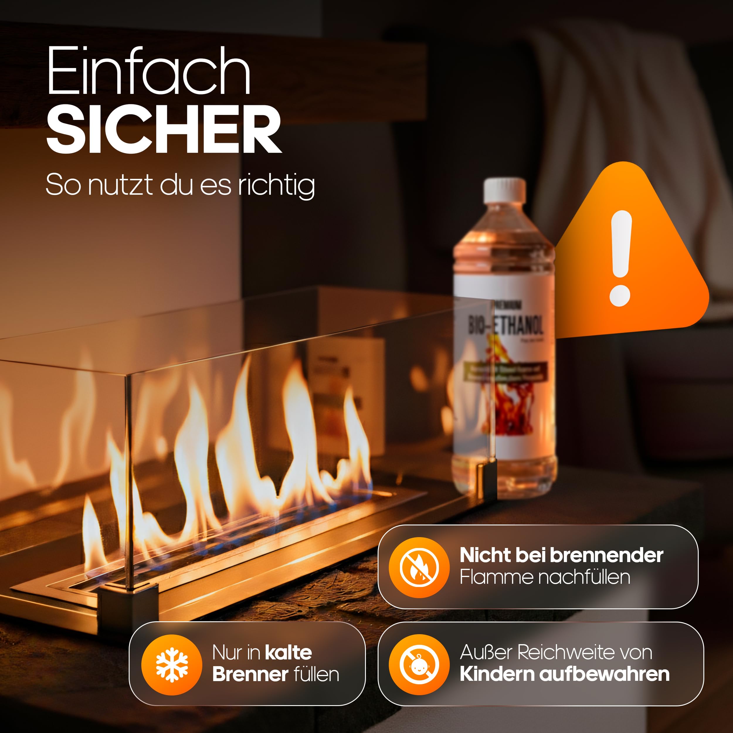 HaA Bioethanol 96,6% Premium 1 Liter – Für Bioethanol Kamin & Tischfeuer Indoor – Bio Ethanol für Tischkamin Indoor & Outdoor - Geruchsarm & rückstandsfrei – aus nachwachsenden Rohstoffen