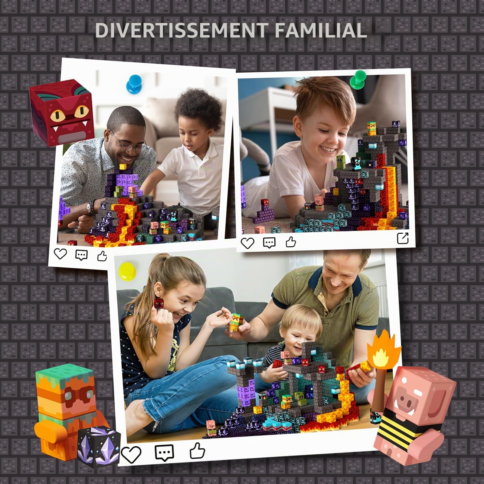 GobiDex 200 Blocs Magnétiques pour Enfants dès 3 Ans(2x2x2cm)