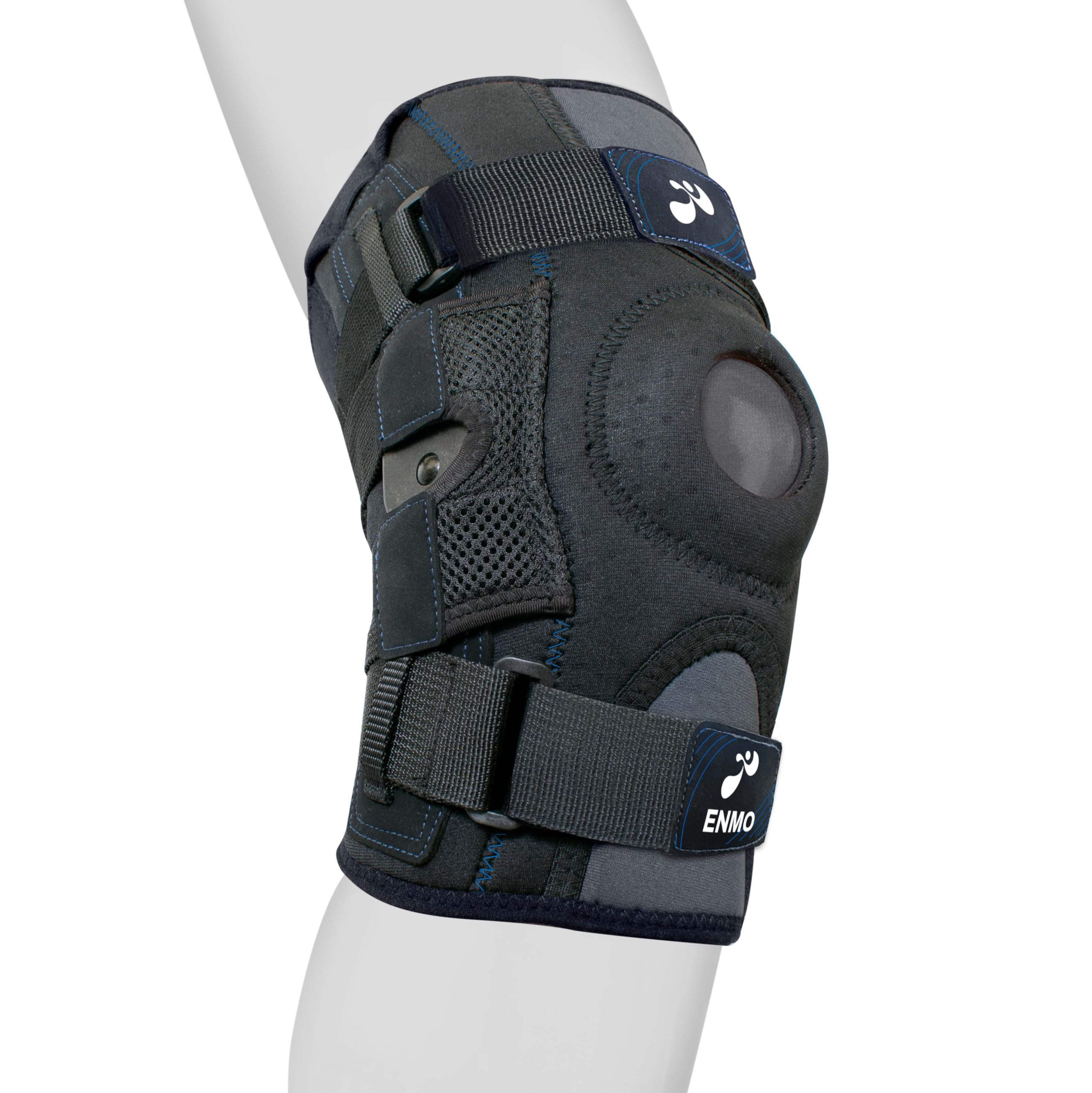 Enmo Max Kniebandage mit Doppelseiten-Scharnieren – XL, Extra Groß, für Gelenkschmerzen, ACL, MCL, Bänderverletzungen, Tendinitis, Laufen, Kniebeugen, Sport, Schmerzlinderung