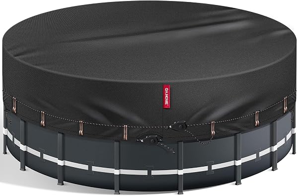 QH.HOME Round Pool Cover, [2026 Upgraded Heavy Duty Fabric] Solar Cover for Above Ground Pools, New Super Windproof with