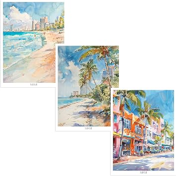 Wallbuddy Miami Wall Art Set of 3 24 x 36 Unframed