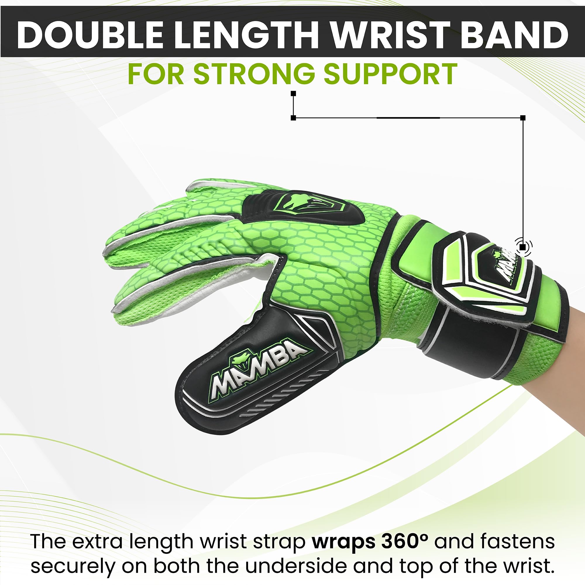 MAMBA Goalkeeper Gloves, Green, 7 UK - Image 4