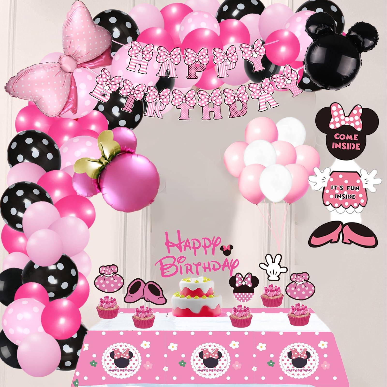 Minnie Mouse Geburtstagsdeko Set - Luftballons, Banner, Cupcake-Deko & Mehr Für Die Perfekte Minnie Party