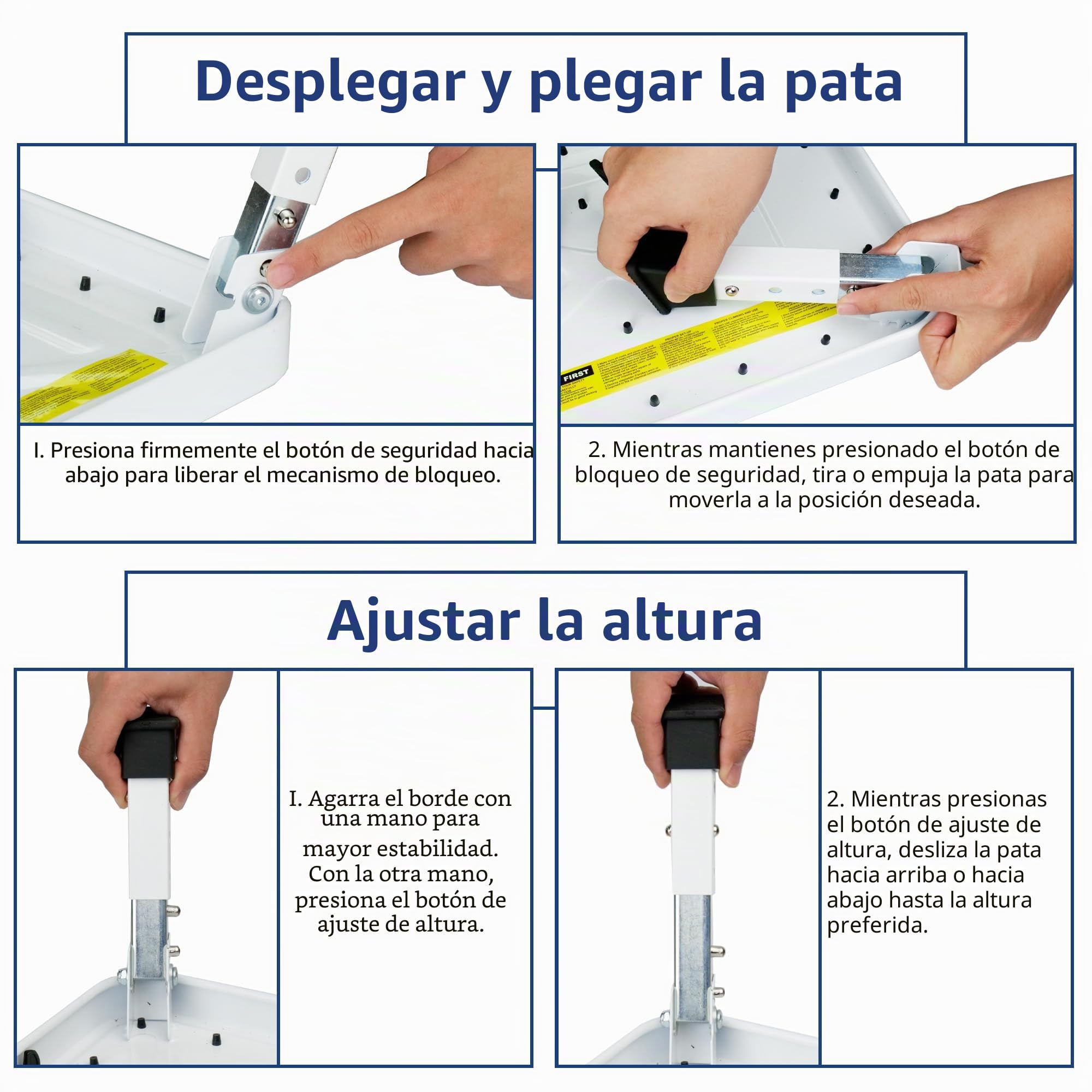BONTEC Taburete Plegable 3 Niveles con Plataforma Antideslizante, Escalera Portátil 150 kg Blanco
