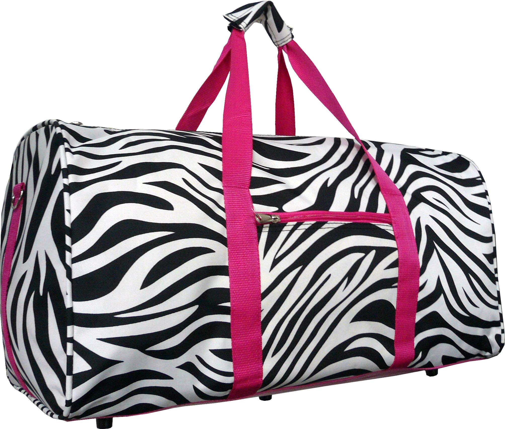 Zebra Carry On Duffle Bag w/ Pink Trim 22"