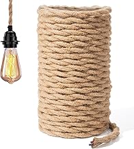 GreenSun Corde Electrique 2 Noyaux - 10M Fil électrique Tissu Cable Electrique Corde 2x0.75mm² Rétro Corde de chanvre tressé torsadée Câble pour Accessoires de Lampe à Suspendre