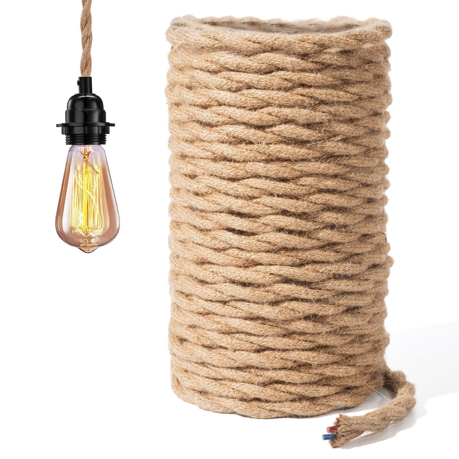 GreenSun 10 m 2 Core, 0.75 mm² Textile Cable Twisted Power Cable Wire Electric Sheath Cable Braided Fabric Cable Linen Line DIY Accessories