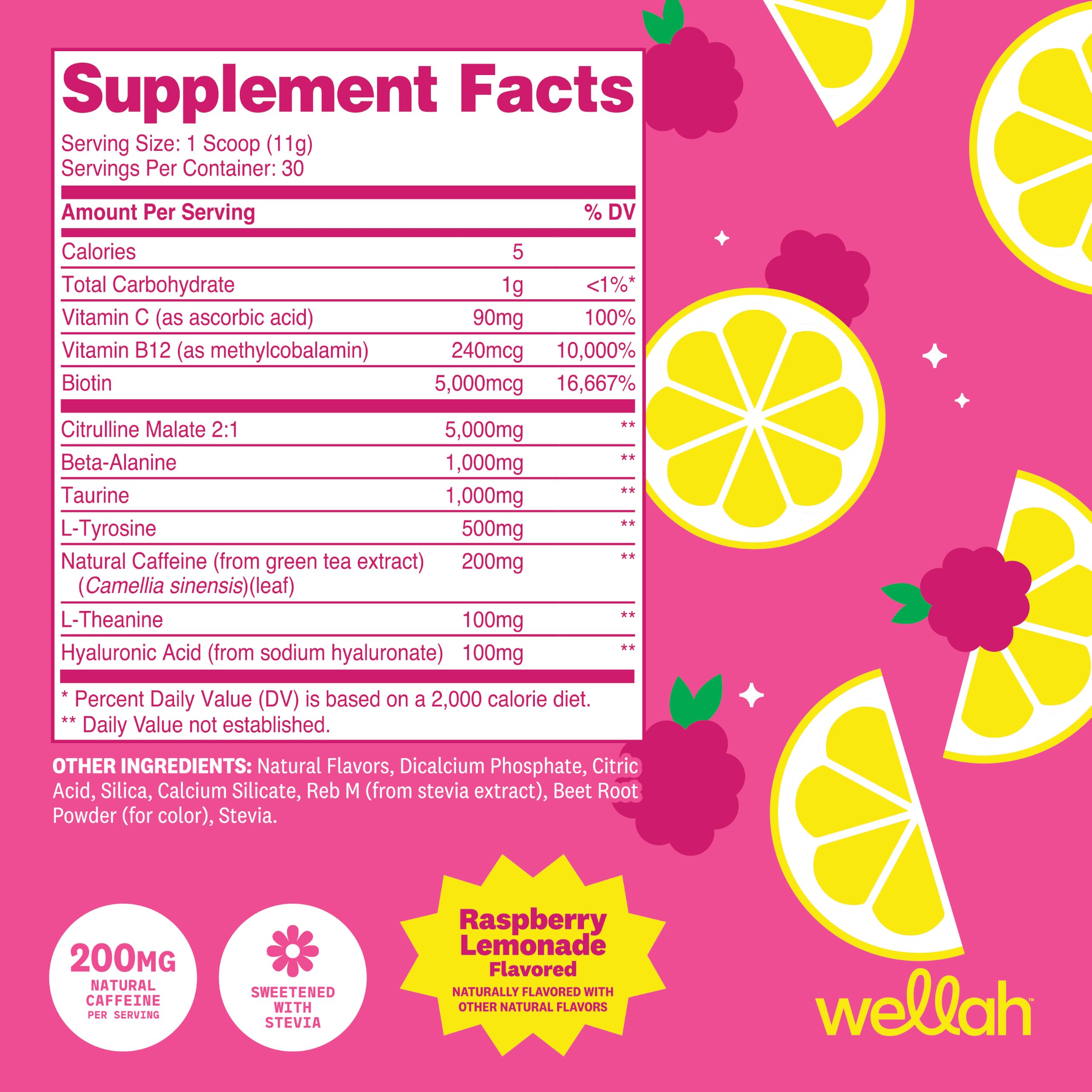 Wellah Pre-Workout Drink Mix (Raspberry Lemonade) 30 Servings — Amazon image 2
