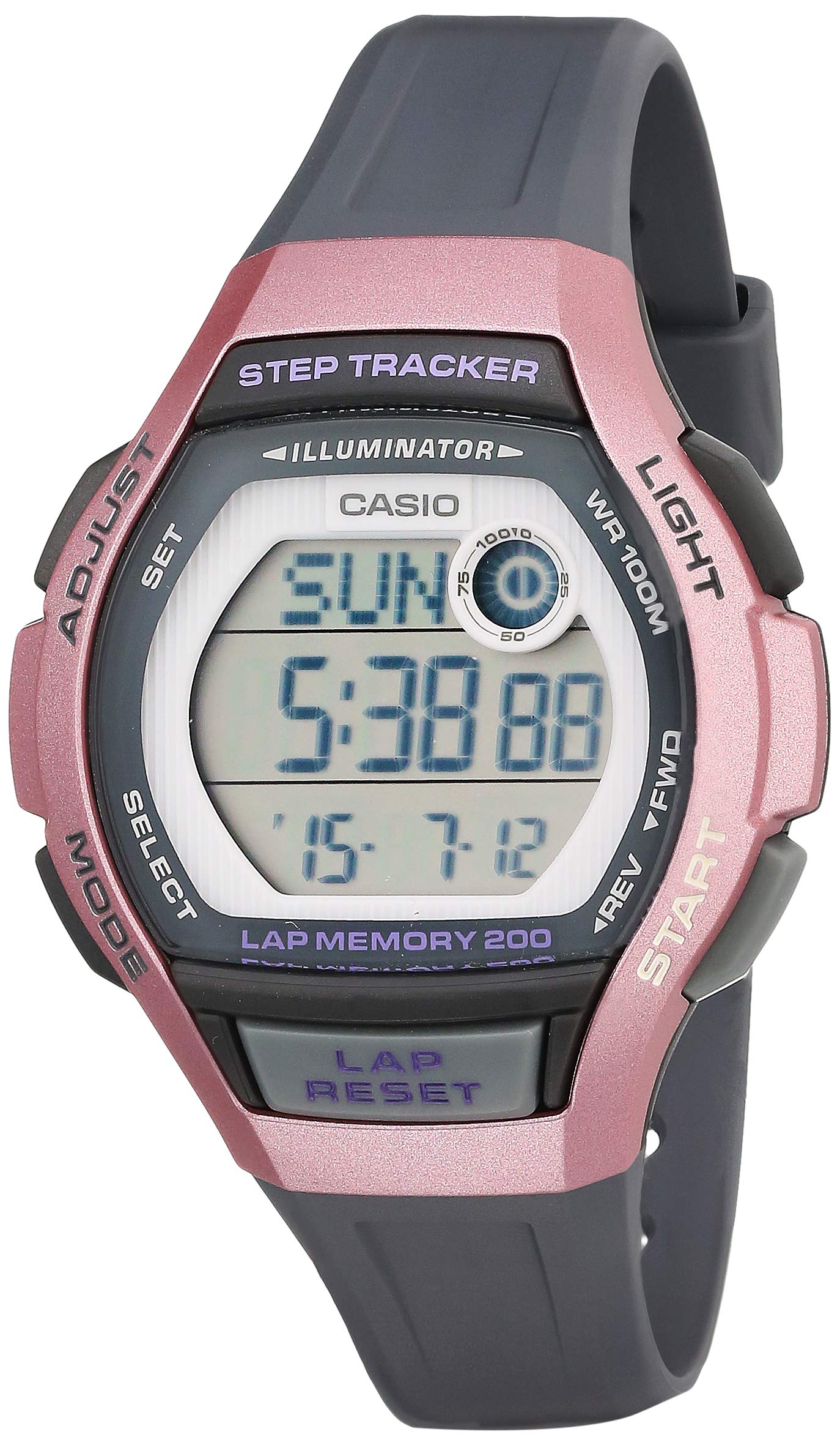 Women's LWS- 2000H- 4AVCF Runner Digital Display Quartz Black Watch Color: Grey/Pink