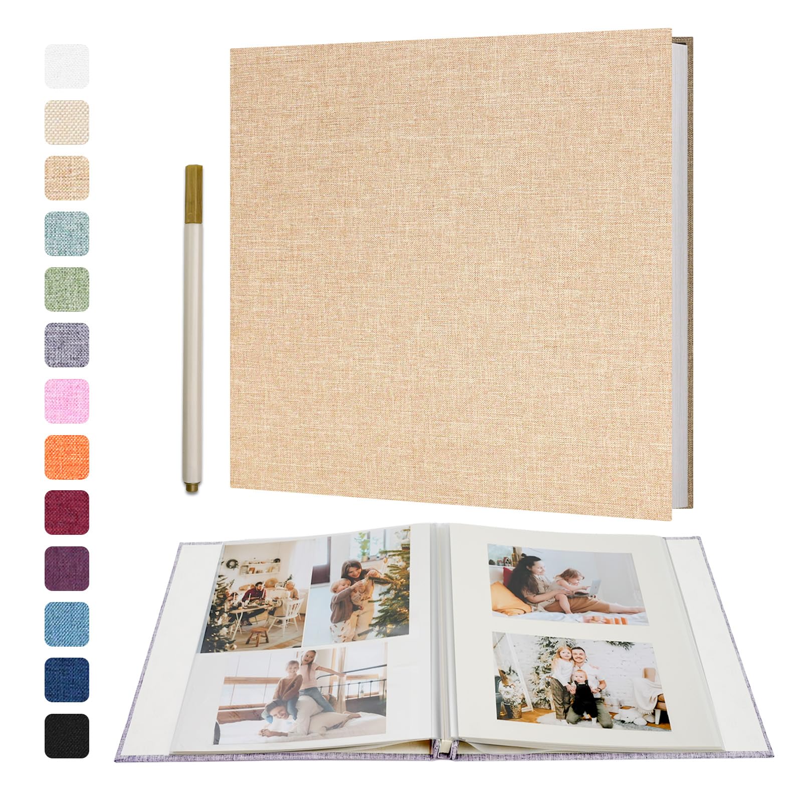 Vienrose Large Photo Album Self Adhesive for 4x6 8x10 Pictures Scrapbook Album DIY Scrap Book 40 Sticky Pages with A Metallic Pen
