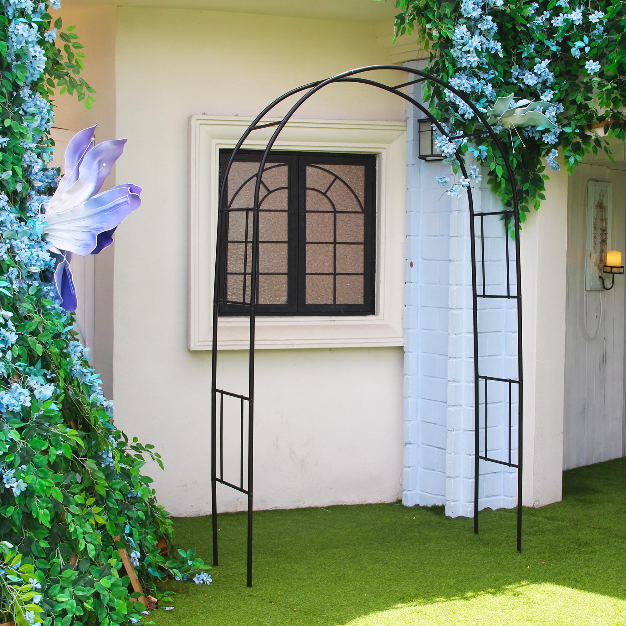 Decoración Patio Bodas Cenador De Jardín Metal Negro - 7.9 Pies Alto -  Pérgola Arco Para Bodas Y Plantas - Enrejado Rosas Arco Metal Exterior, image size:2000x2000