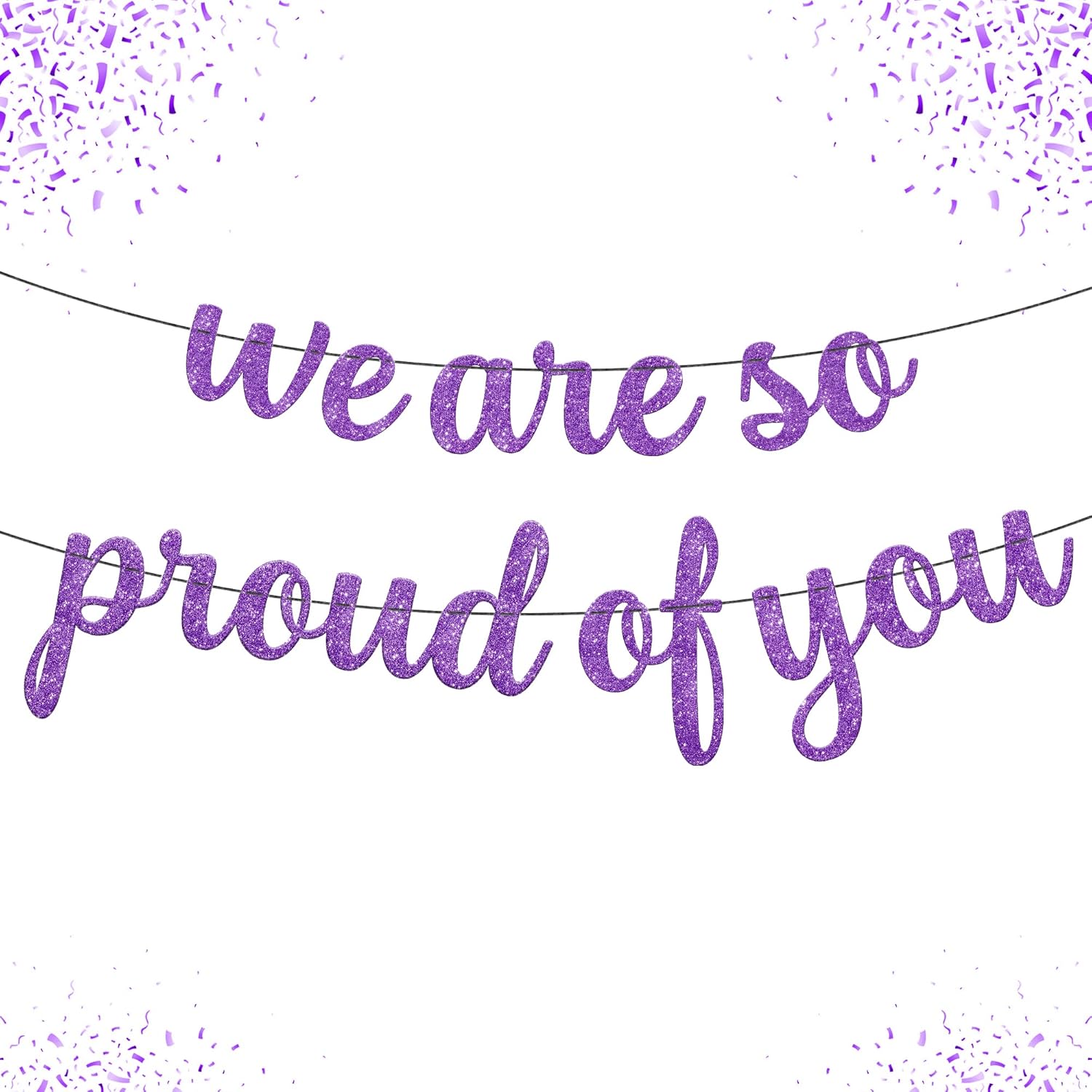 KatchOn, We are So Proud of You Banner - Glitter 10 Feet, No DIY | Congratulations Banner Purple, Graduation Decorations Class of 2026 | Lavender Graduation Decorations 2026