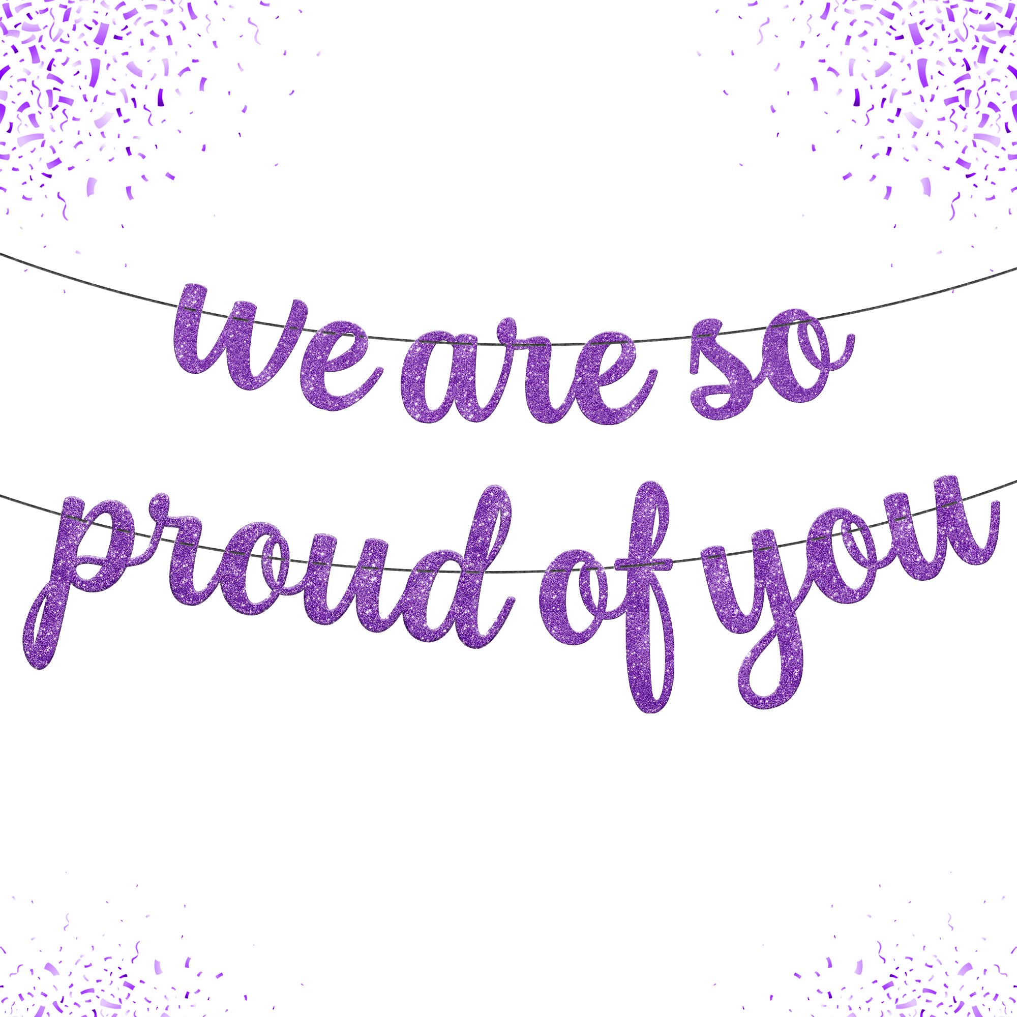 KatchOn Purple Graduation Decorations 2026 10 Feet We are So Proud of You Banner, Glitter, No DIY, Congratulations Banner Purple, Graduation Decorations Class of 2026