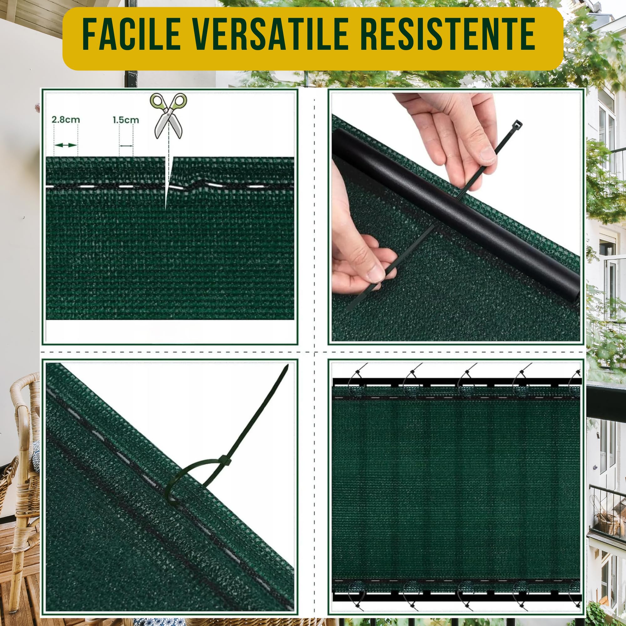 ROM PLASTICA Telo Ombreggiante Oscurante Giardino, 80% Di Protezione, 100% ITALIANO,Rete Ombreggiante 1x25 metri, Frangivento Recinzione,Teli Ombreggianti Da Esterno,Telo Parasole Per Esterni