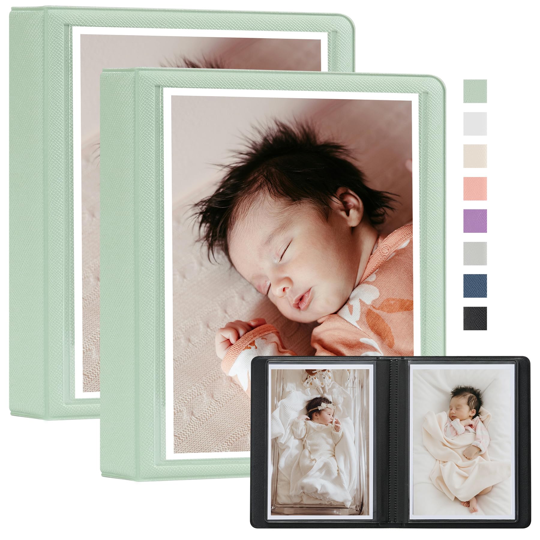 Mini album photo 10x15 portable vert pour voyage et mariage