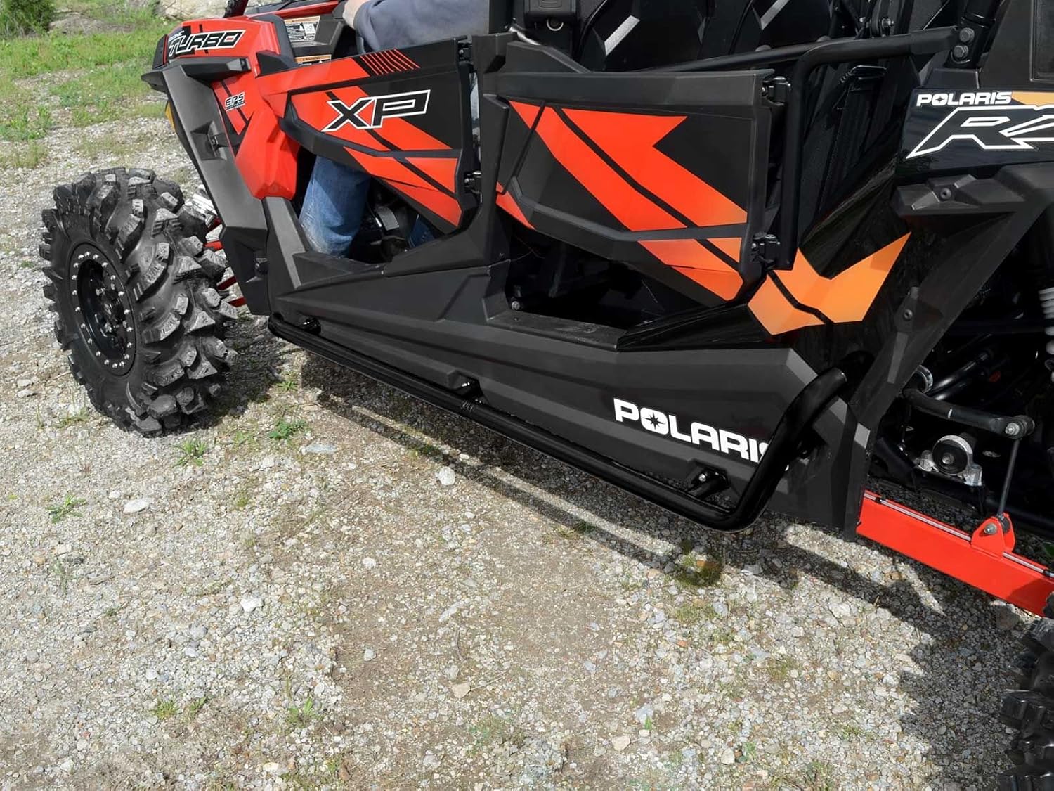 SuperATV Rock Sliders Nerf Bars Tree Kickers for 2014-2023 Polaris RZR XP 4 1000 | Wrinkle Black | Constructed of 1.75" Heavy-Duty Tubing | Powder Coat Finish | Bolt-on Mounting