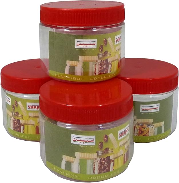 Sunpet Set of 4 200ml Red Top Plastic Food Storage Canisters Jar Kitchen
