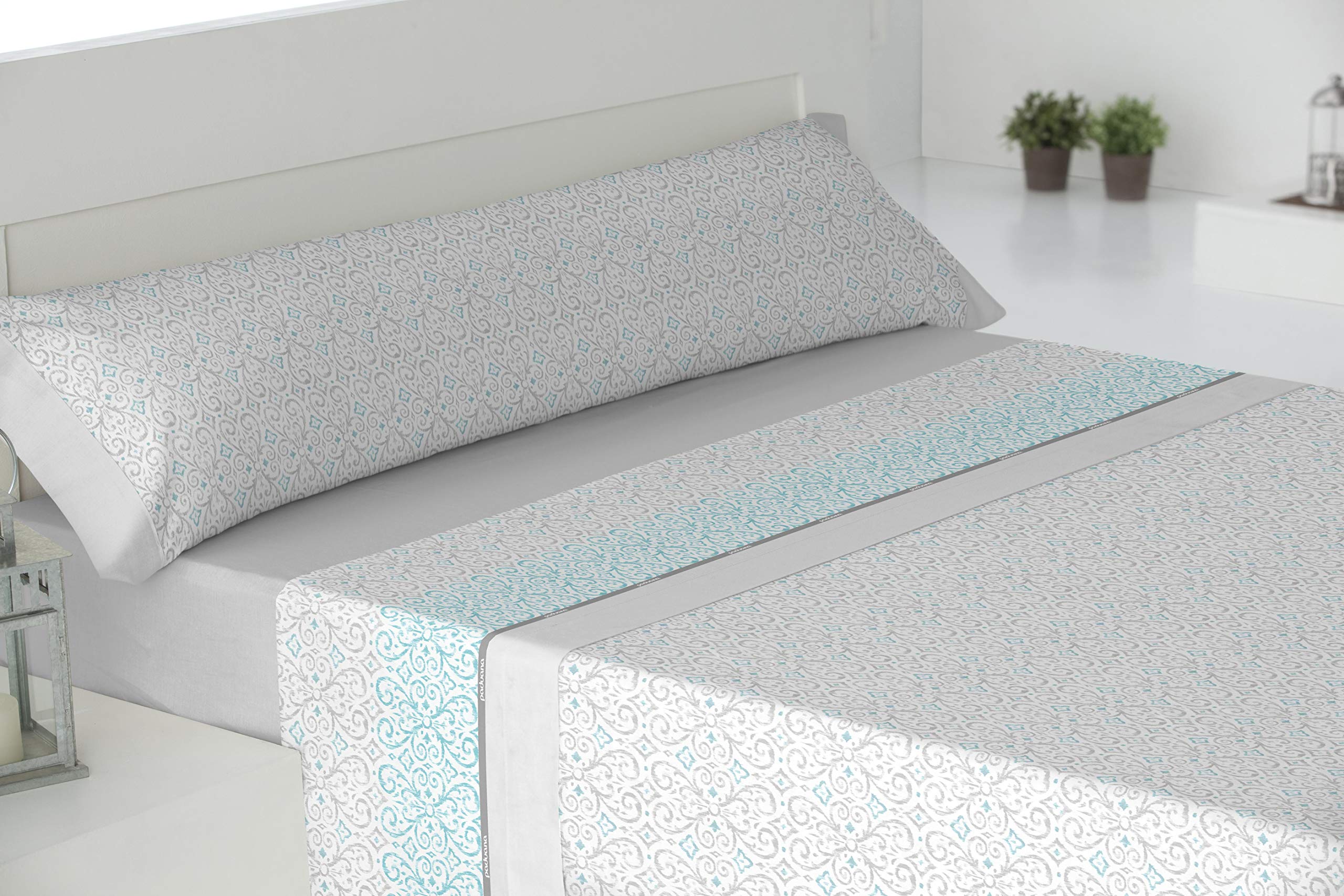 PADUANA Juego DE SÁBANAS Gris Cama 180 cm ENDE 100% Algodon