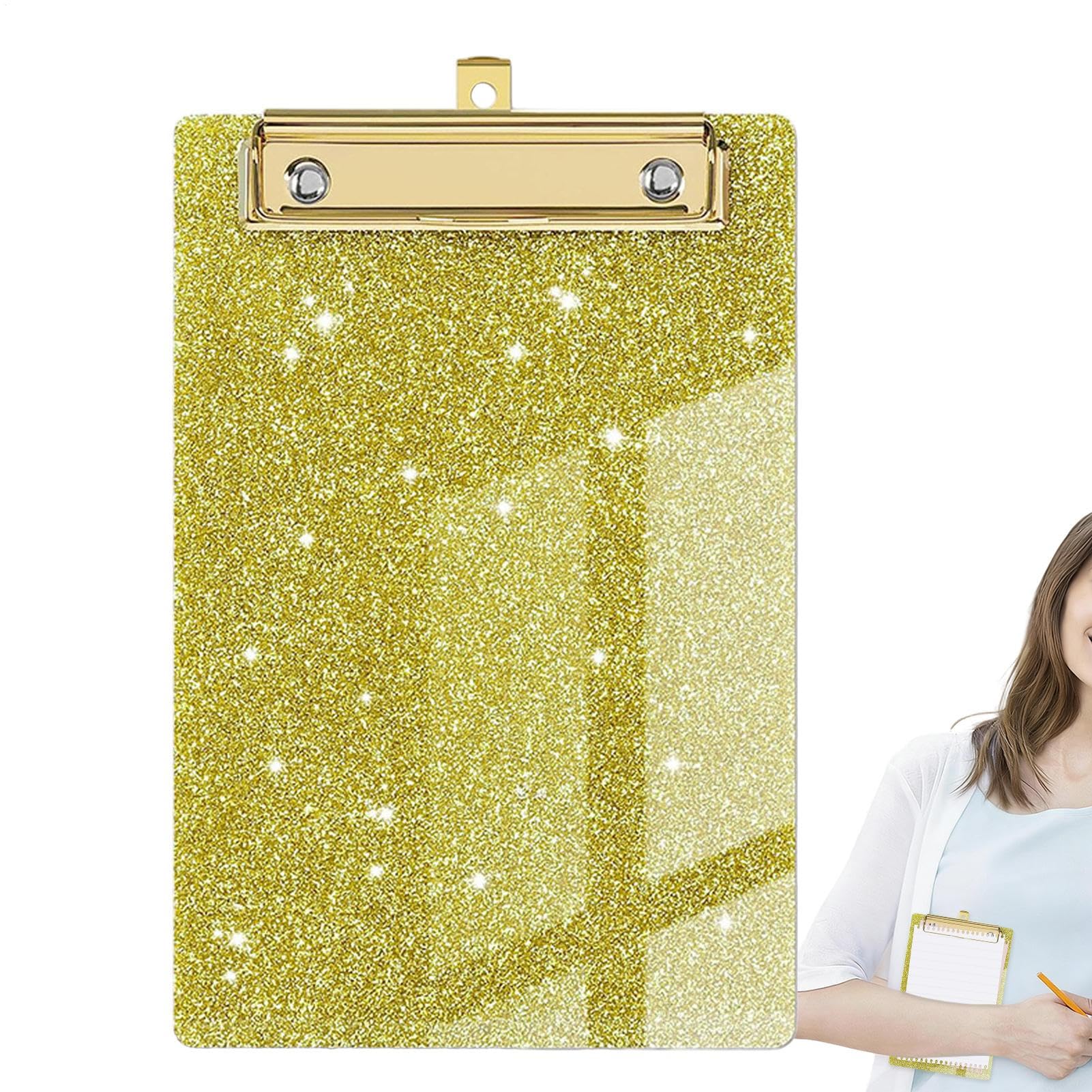 SKUDA Acrylic Clipboard | Sparkly Storage Clipboard | Lightweight Low Profile Standard Letter Size Fashion Colorful Clipboards with Metal Clip for Document Writing