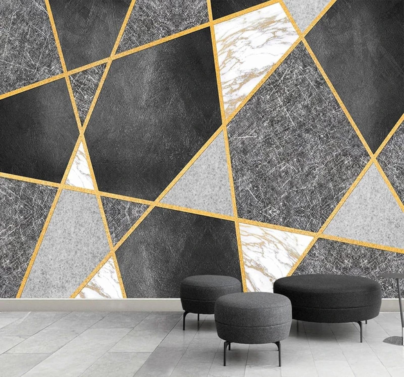 XLMING Creative Art Geometric Wickerwork Textures 3D Wallpaper Silky Texture Home Study Office Grey Dining Room Sofa Bedroom Living Room TV Backdrop-300cm×210cm
