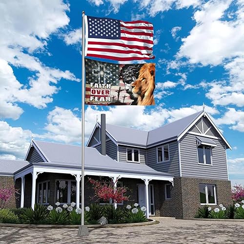 Miniatura 2 de Faith Over Fear Jesus Easter Flag 3x5 Ft Outdoor Christ Judas Cross Lion American Flag Christian Banner Double Sided Mirror Printing Polyester for