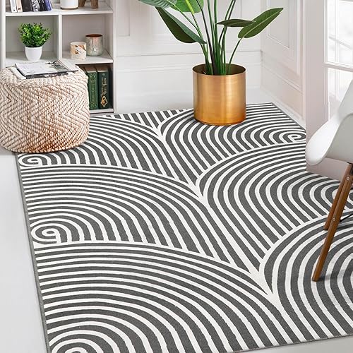 Miniatura 8 de Alfombra gris de 4 x 6 pies, lavable a máquina, alfombra de patio para porche delantero, alfombra de algodón tejida para interiores y exteriores,