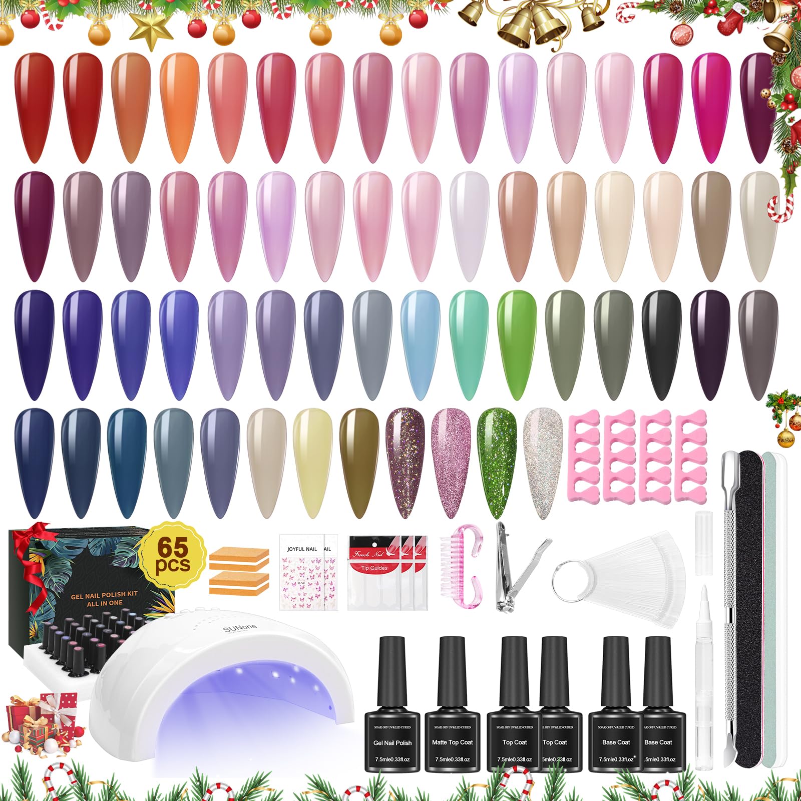 82 Pcs Gel Nail Polish Kit with UV Light 60 Colors Nail Polish Set with Base Matte Glossy Top Coat Gel Nail Soak Off All Season Manicure Tools Kit Nail Supplies for Beginner Nail Art Salon DIY