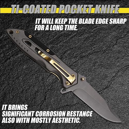 Miniatura 5 de Carimee CM01 Cuchillo de bolsillo, cuchillo plegable con mango G10, hoja de acero inoxidable D2, perno para pulgar, clip de bolsillo, cuchillo EDC