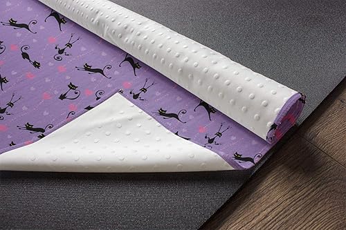 Miniatura 3 de Ambesonne Cat Yoga Mat Towel, Funky Romantic Pattern with Little Hearts Funny Jumping Black Cat Characters, Non-Slip Sweat Absorbent Yoga Pilates