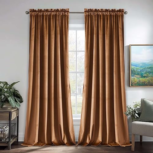 Miniatura 342 de Cortinas de terciopelo JIUZHEN, cortinas opacas suaves de terciopelo retro para dormitorio, cortinas elegantes con reducción de ruido y Rosa